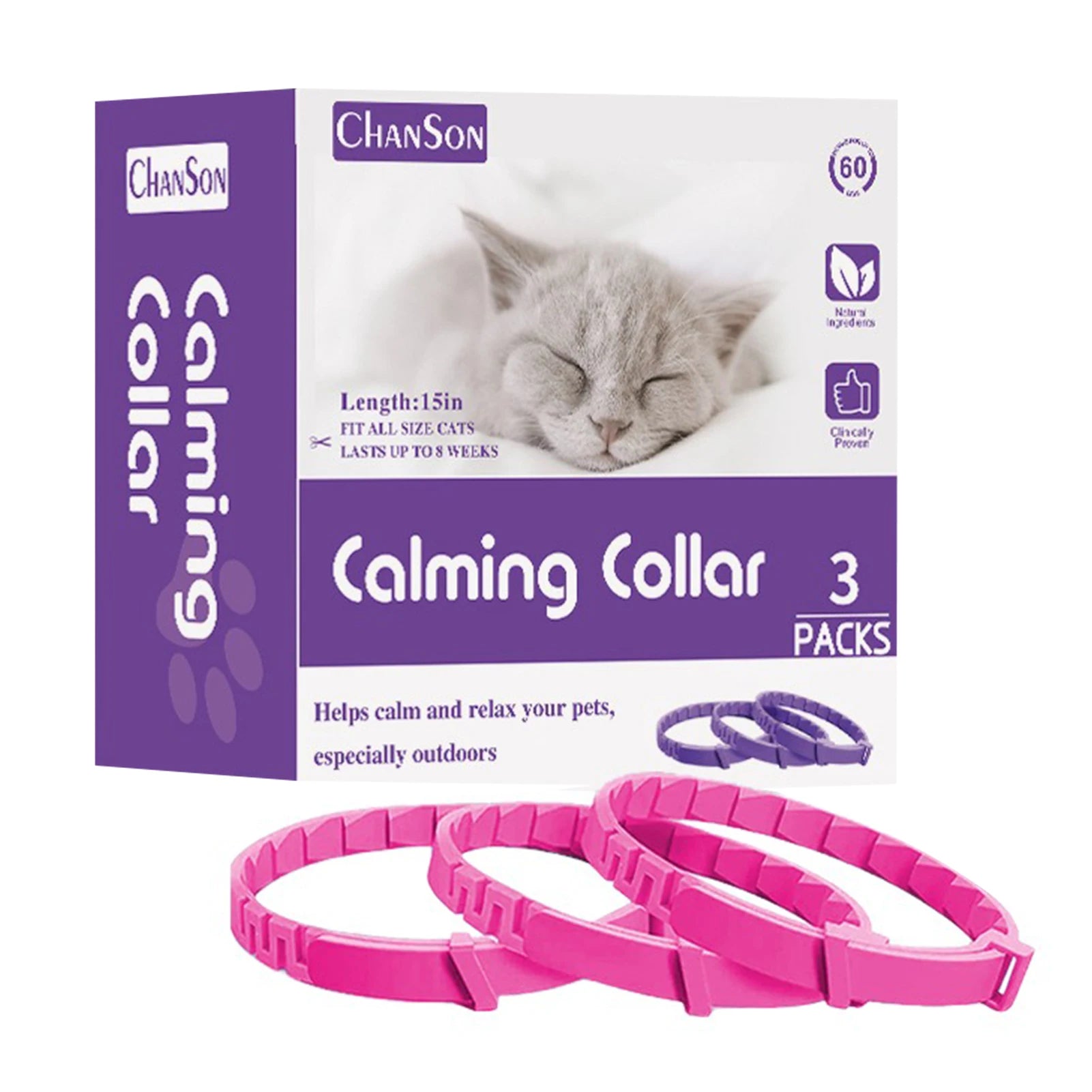 Dogs Calming Pheromones Collar Relieve Reduce Anxiety Stress Adjustable Relaxing Comfortable Collar Breakaway Design for Pet