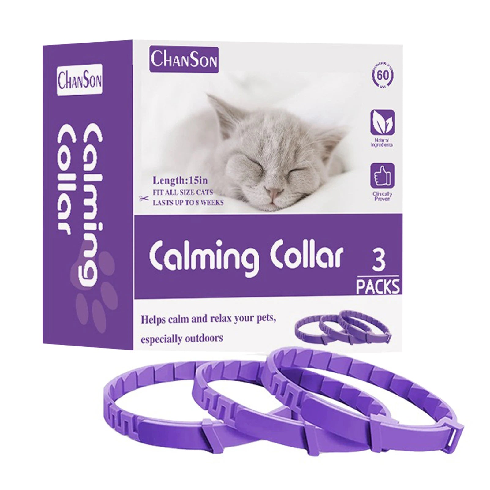 Dogs Calming Pheromones Collar Relieve Reduce Anxiety Stress Adjustable Relaxing Comfortable Collar Breakaway Design for Pet