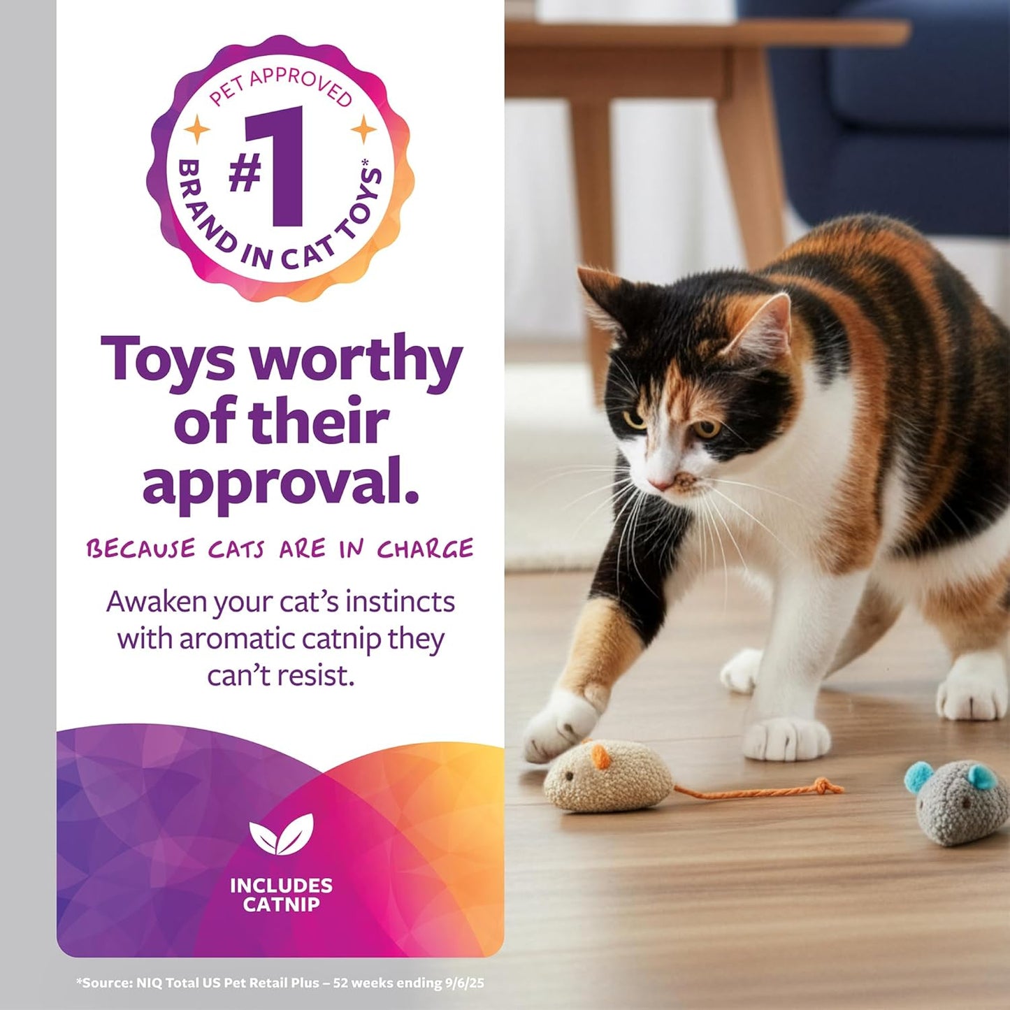 (3 Count) Skitter Critters Catnip Cat Toys - Gray/Cream, 3 Count