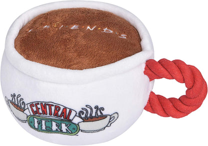 Central Perk Coffee Mug Plush Dog Toy with Rope Handle| Soft Cute Squeaky Toy for All Dogs | Stuffed Dog Toys with Squeaker Noise for Added Fun, Friends Memorabilia