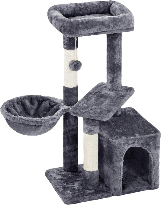 Cat Tree, 34In Cat Tower, Multi-Level Cat Condo with Extra Scratch Boards and Sisal Posts as Kitty Activity Center Pet Stand Tree for Indoor Kittens