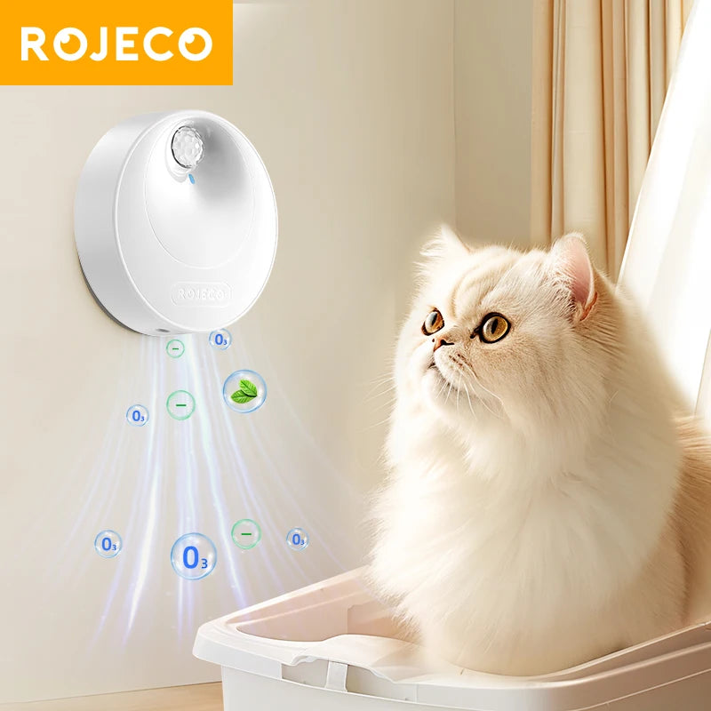 ROJECO 4000Mah Smart Cat Litter Deodoriser Automatic Cat Litter Box Odor Purifier for Pet Toilet Deodorant Purifier Accessories